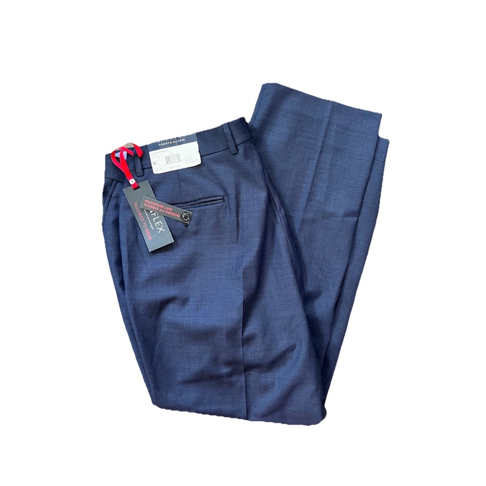 Tommy Hilfiger Mens Navy Suit Separate Pants FLEX 40x29 Tyler Stretch Wool Blend